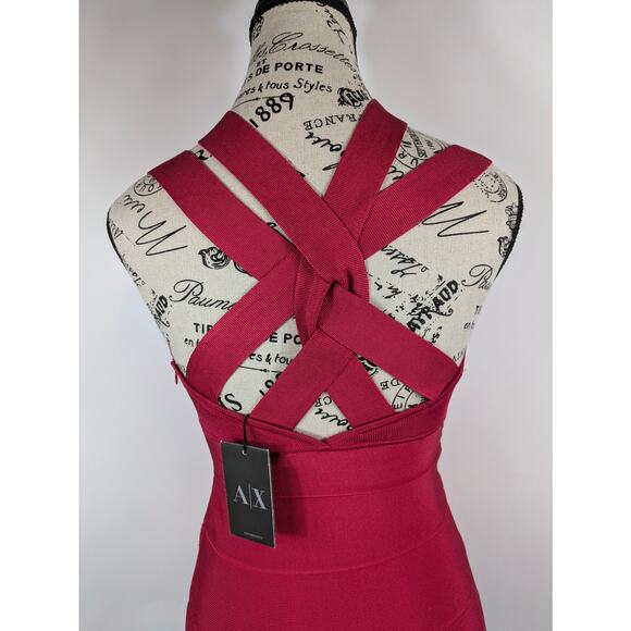 Armani Womens Sm Dress Red Bandage Certificate Authentic Cosmopolitan Strappy - Picture 4 of 16